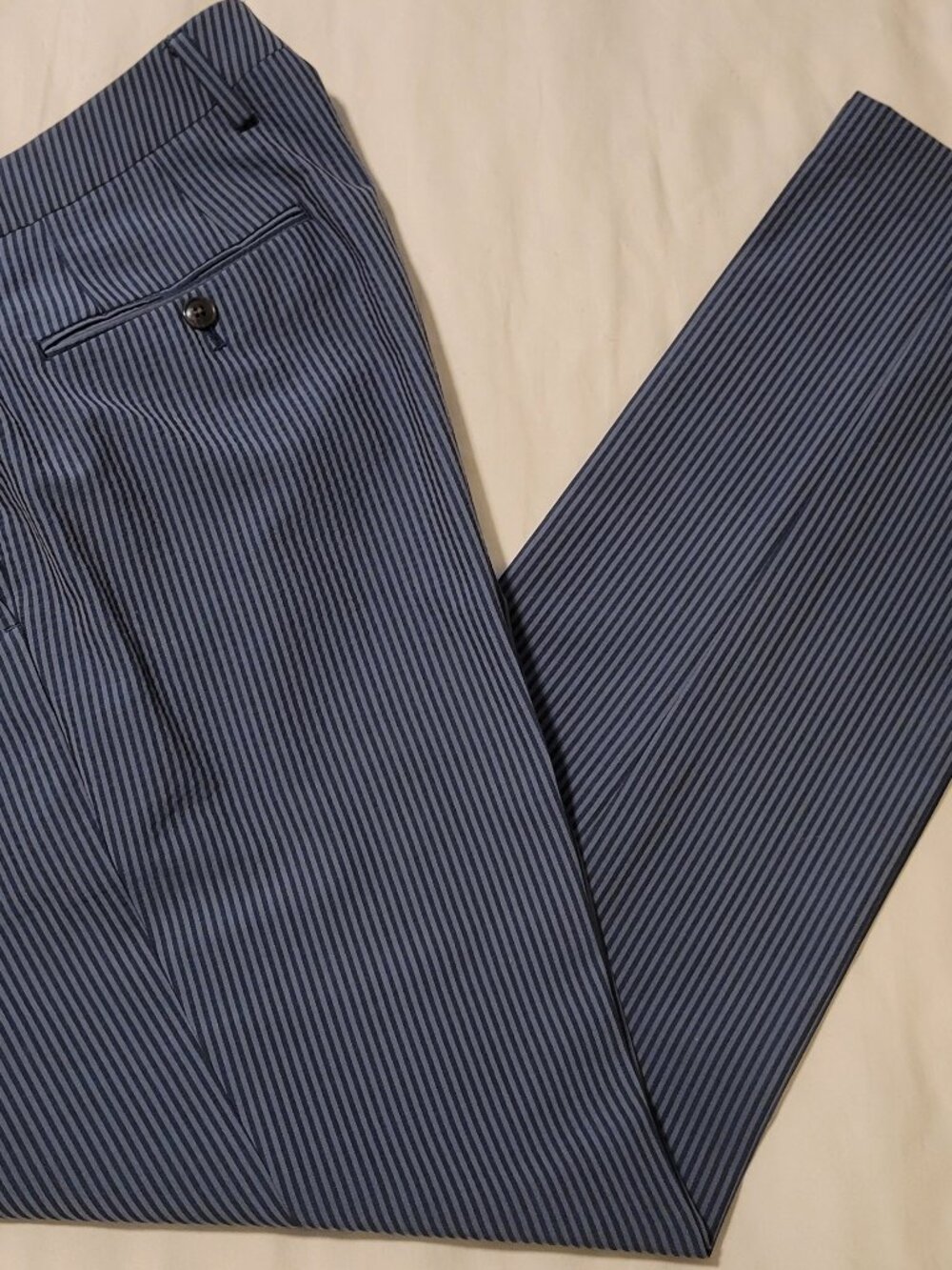 Bonobos Marzotto Blue Striped Wool Blend Slim Fit Dress Pants Mens 33x32